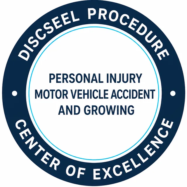 Discseel Procedure Center of Excellence personal injury motor vehicle accident and growing
